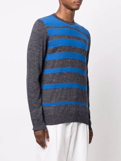 Hugo Boss Striped-knit Jumper In Grey