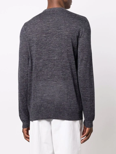 Hugo Boss Striped-knit Jumper In Grey