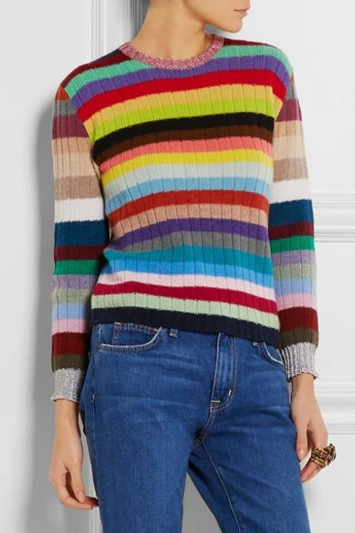 Shop Gucci Striped Cashmere And Wool-blend Sweater
