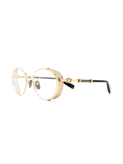Balmain Gold Tone Brigade-i Round Glasses In Gold