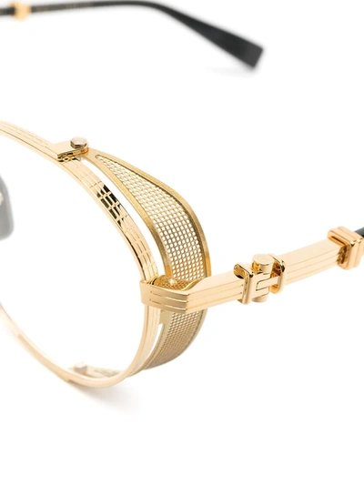 Balmain Gold Tone Brigade-i Round Glasses In Gold