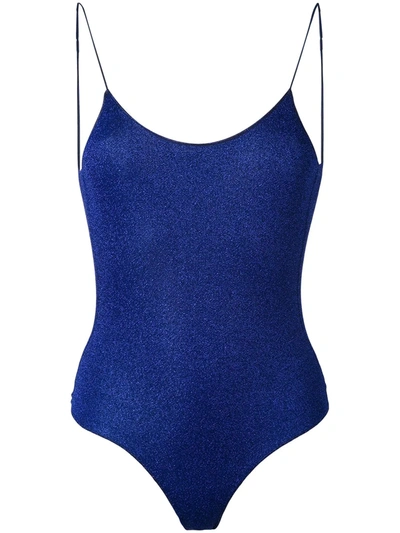 Shop Oseree Lurex Swimsuit In Blue