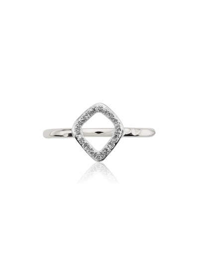 Shop Monica Vinader Riva Mini Kite Stacking Diamond Ring In Silver
