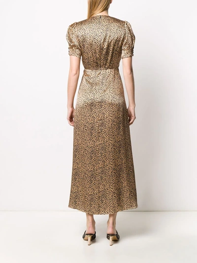 Shop Saloni Leopard Print V-neck Dress In Brown