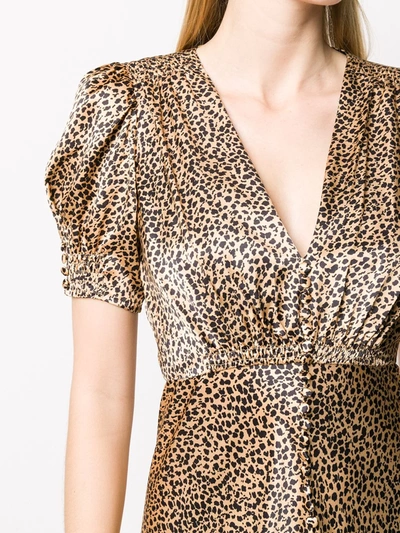Shop Saloni Leopard Print V-neck Dress In Brown