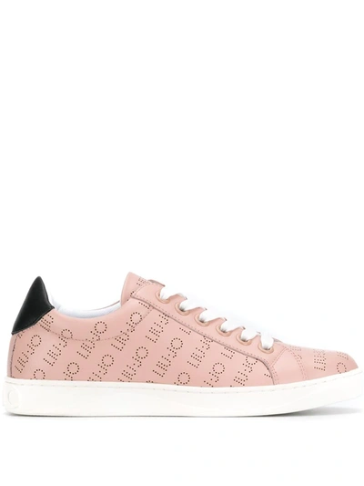 Shop Liu •jo Perforated Logo Sneakers In Pink