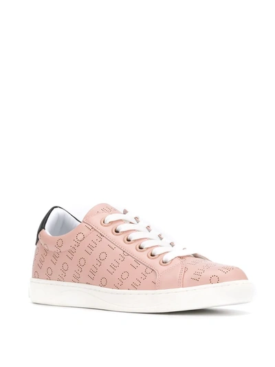 Shop Liu •jo Perforated Logo Sneakers In Pink