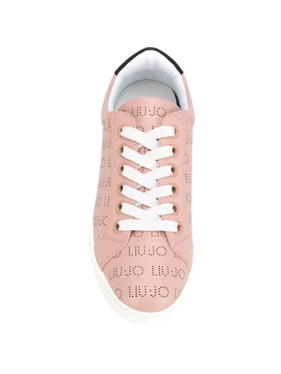Shop Liu •jo Perforated Logo Sneakers In Pink
