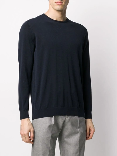 Shop Drumohr Crew Neck Cotton Jumper In Blue