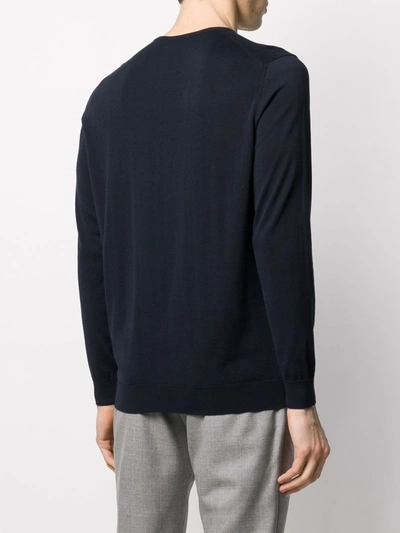Drumohr Crew Neck Cotton Jumper In Blue