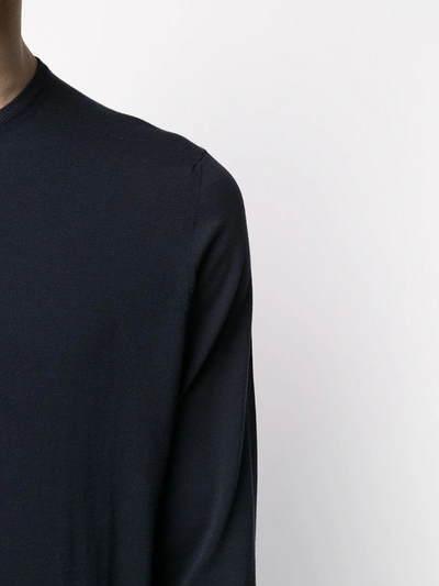 Drumohr Crew Neck Cotton Jumper In Blue