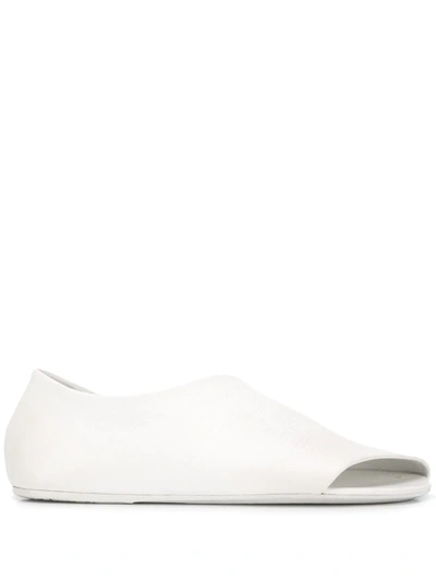 Shop Marsèll Open Toe Wrap Over Loafers In White