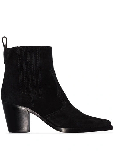 Shop Ganni Western-style Ankle Boots In Black