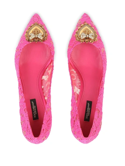 Shop Dolce & Gabbana Embellished Lace Pumps In Pink