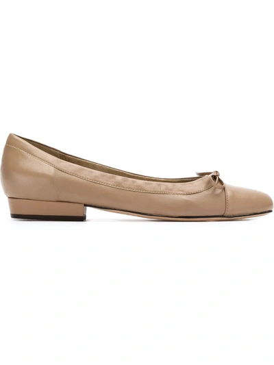 Shop Sarah Chofakian Leather Ballerinas In Neutrals