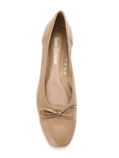 Sarah Chofakian Leather Ballerinas In Neutrals