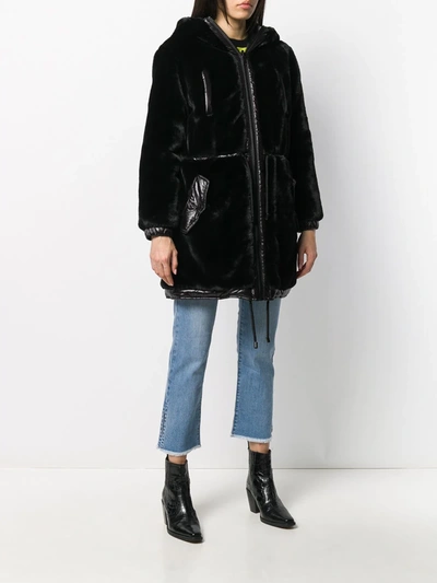 Shop Michael Michael Kors Reversible Hooded Parka Coat In Black
