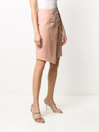 Shop Balmain Stud-embellished Asymmetric Skirt In Neutrals