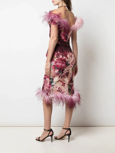 Shop Marchesa Off-the-shoulder Printed Dress In Pink