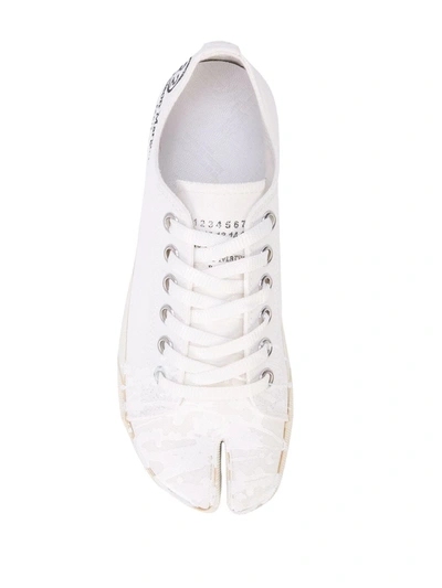 Shop Maison Margiela Tabi Paint Sneakers In White