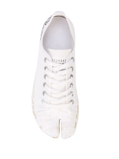 Maison Margiela Tabi Logo Canvas Low-top Sneakers In White