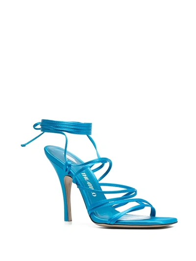 Shop Attico Lace-up Leather Sandals In Blue