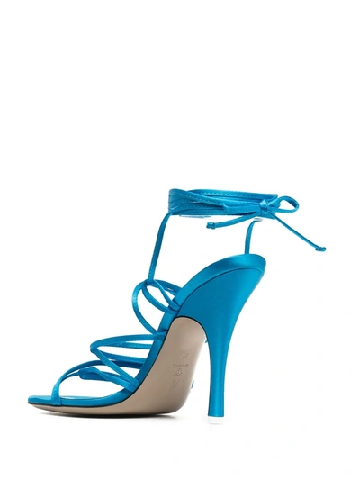 Shop Attico Lace-up Leather Sandals In Blue