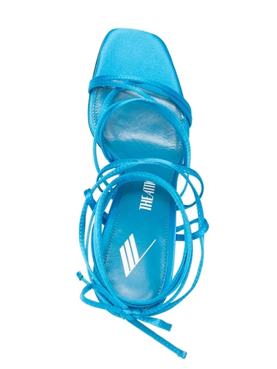 Shop Attico Lace-up Leather Sandals In Blue
