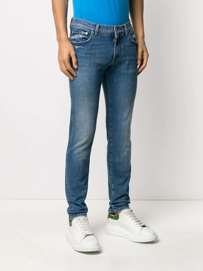 Shop Dolce & Gabbana Distressed Skinny Jeans In Blue