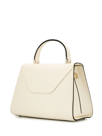 Valextra White Iside Medium Leather Handbag In White