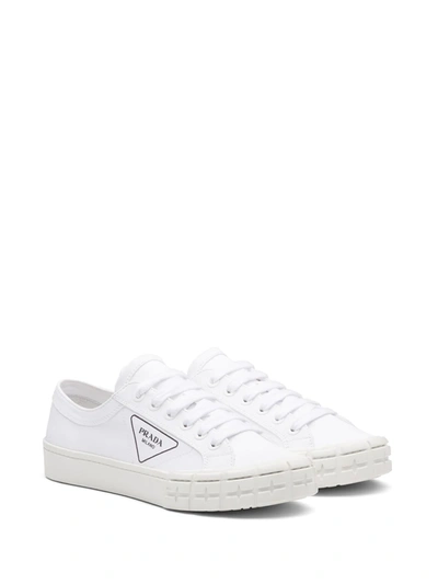 Prada Wheel Low-top Sneakers With Logo In White