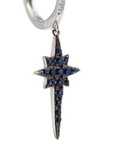 Roxanne First 14k White Gold Sapphire Star Drop Diamond Hoop Earring In White Gold