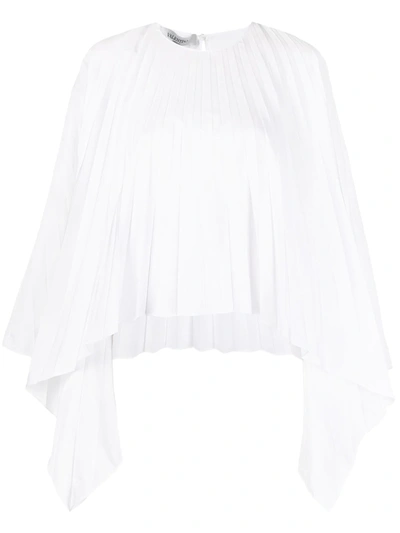 Shop Valentino Pleated Bell-sleeves Top In White