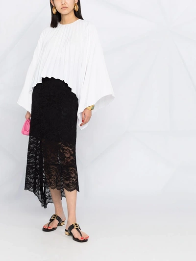 Valentino Pleated Bell-sleeves Top In White