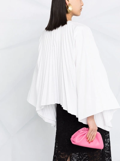 Shop Valentino Pleated Bell-sleeves Top In White