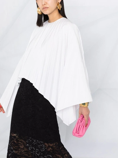Valentino Pleated Bell-sleeves Top In White