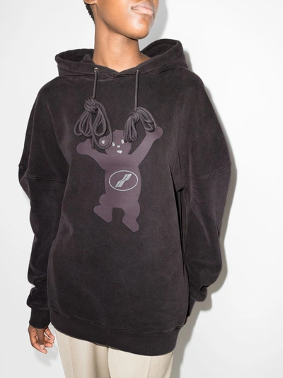We11 Done Teddy-print Hoodie In Purple