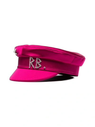 Shop Ruslan Baginskiy Crystal-embellished Satin Baker Boy Hat In Pink