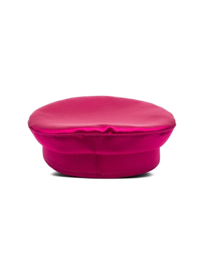 Shop Ruslan Baginskiy Crystal-embellished Satin Baker Boy Hat In Pink