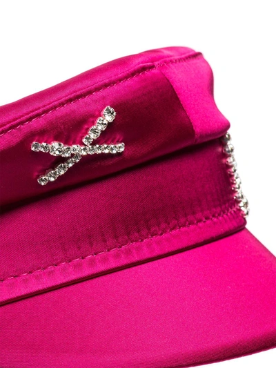 Ruslan Baginskiy Crystal-embellished Satin Baker Boy Hat In Pink