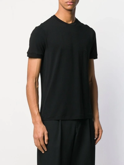 Giorgio Armani Blue Cotton T-shirt In Black