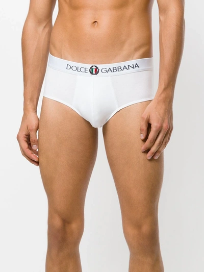 Shop Dolce & Gabbana Branded Boxer Briefs In White