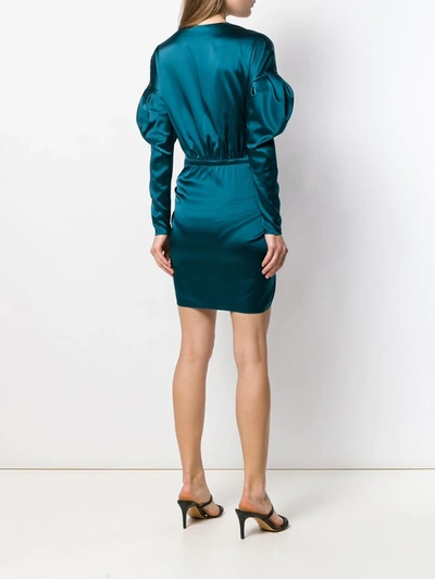 Shop Alexandre Vauthier Ruched Cocktail Mini Dress In Blue