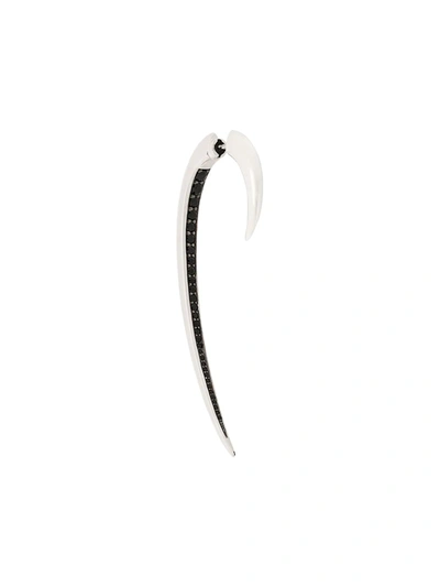 Shop Shaun Leane Sterling Silver And Black Spinel Large Hook Earring In Metallic