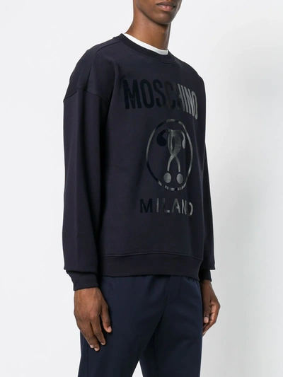 Shop Moschino Printed Logo Sweatshirt In Blue