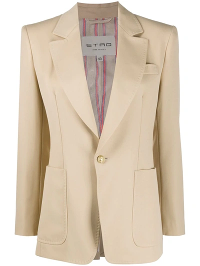 Etro Tailored Jacket With Pegaso Buttons In Neutrals