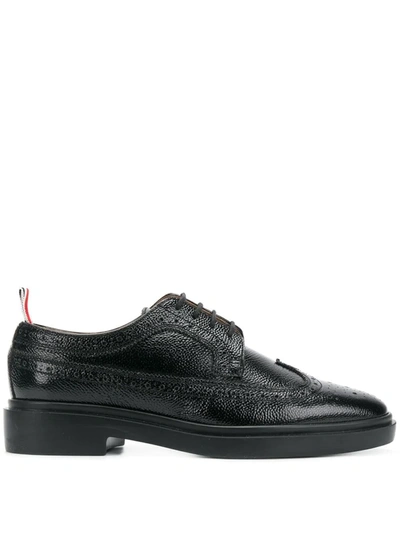 Shop Thom Browne Pebble Grain Longwing Brogue In Black