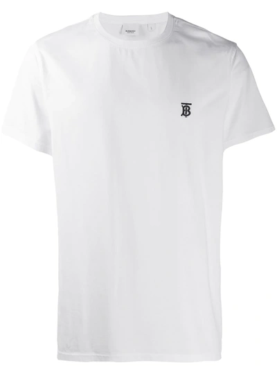 Burberry Parker Logo-embroidered Cotton-blend T-shirt In