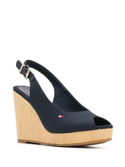 Tommy Hilfiger Iconic Elena Sling Back Womens Navy Wedge Sandals In Blue |  ModeSens