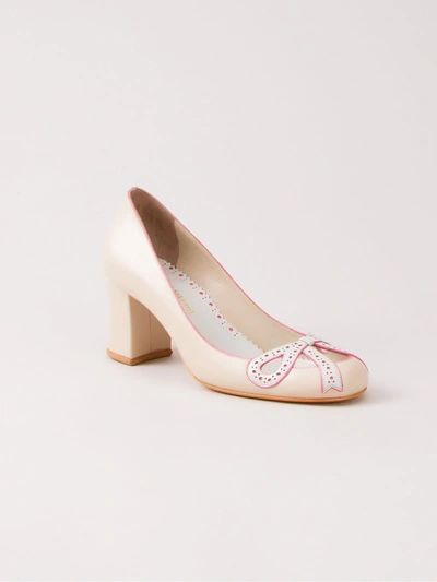 Shop Sarah Chofakian Chunky Heel Pumps In White